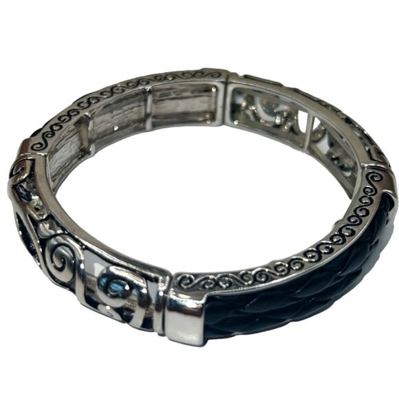 Retro Black Teardrop Pendant Necklace & Silver Bracelet Set   B42 - Picture 4 of 14